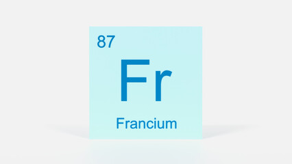 Francium Element 3D Render - Periodic Table Box with Atomic Number 87, Scientific Education, Chemistry Classroom, Modern Science Poster, and Laboratory Wall Art