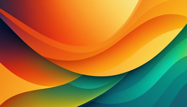 colorful abstract background with overlapping curved shapes in orange yellow green and blue gradients modern digital art design ideal for branding web and presentations