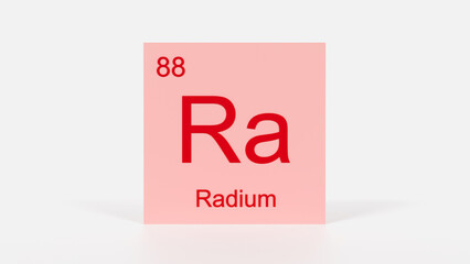 Radium Element 3D Render - Periodic Table Box with Atomic Number 88, Scientific Education, Chemistry Classroom, Modern Science Poster, and Laboratory Wall Art