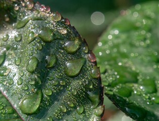 Water droplets on a leaf