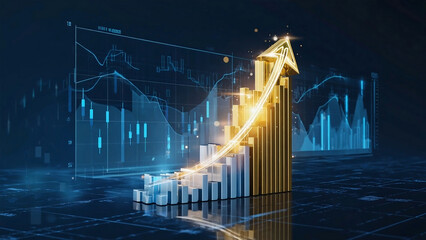 Concept of business performance or stock trading graphs that have higher profits and successful. economy, finance, sale, background, business profits .