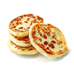 Arepas, watercolor painting, vector illustration, isolated on a white background.