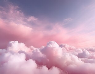 Fototapeta premium soft pastel pink ombre background with white clouds and fluffy cotton candy clouds background