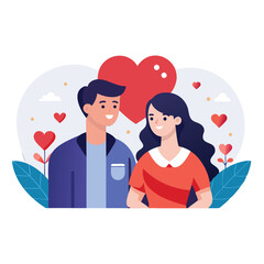 A flat Valentine's day illustration of a persons in love