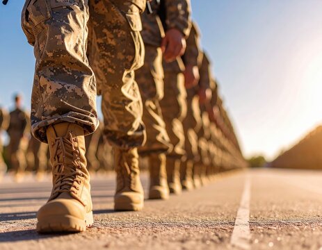 Soldiers marching in formation