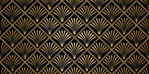 Elegant art deco fan pattern in gold and black
