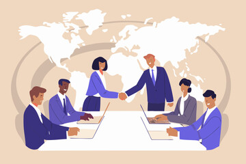 Global business meeting and partnership agreement