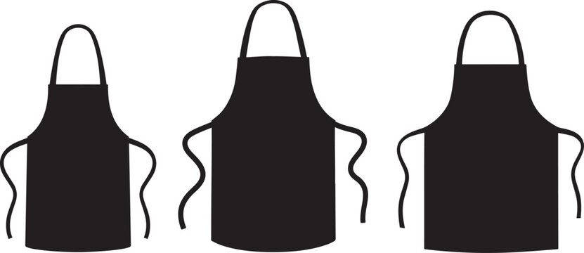 Three black apron silhouettes showing different styles silhouette