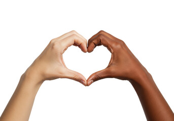 Unity in diversity hands forming heart shape studio minimalist love concept. Cut out png