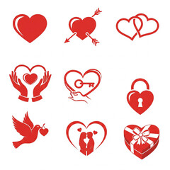 set of heart icons