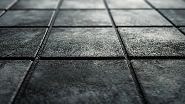 Textured Gray Square Tiles with Subtle Motion and Depth A CloseUp Perspective.