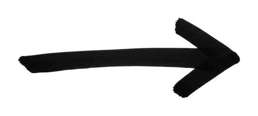 Dynamic black arrow symbolizing directional movement creative studio minimalistic environment visual concept. Cut out png