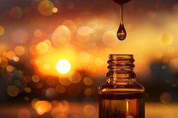 Amber essential oil sunset drop bottle