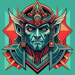 Tribal tattoo vector of a winged mask on white background