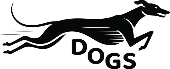Running Greyhound Dog Logo, Fast Speed Mascot for Pet Brand, Sports and Delivery, Black and White Vector