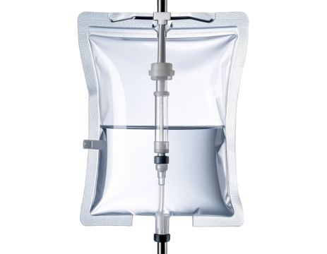 Medical iv fluid bag isolated