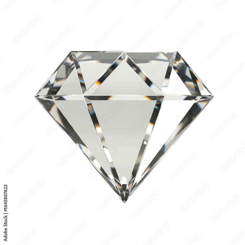 Poster a pristine, transparent gemstone with precisely cut facets brilliantly reflects and refracts light, 