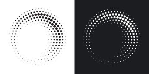 Halftone gradient. Dotted gradient, smooth dots spraying and halftones dot background seamless horizontal geometric pattern vector template set modern circle background.