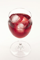 Ice cubes and wine glass