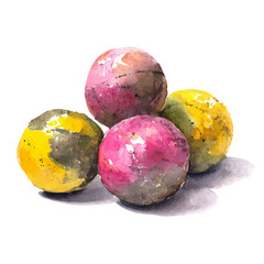Watercolor vector illustration of Balls, isolated on white background.