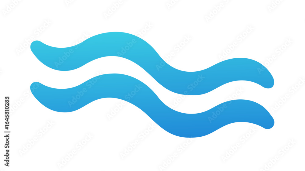 Poster abstract blue wavy lines with a smooth gradient on a black background