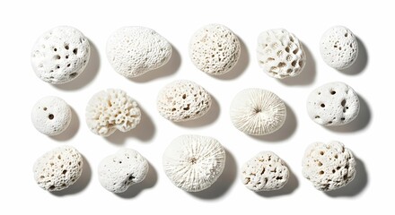 Obraz premium White Coral and Sea Sponges on White Background