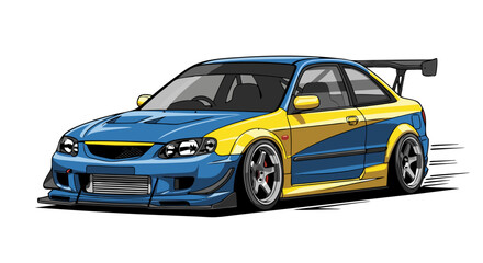 Fototapeta premium Pixel Art Colorful Sports Car Illustration