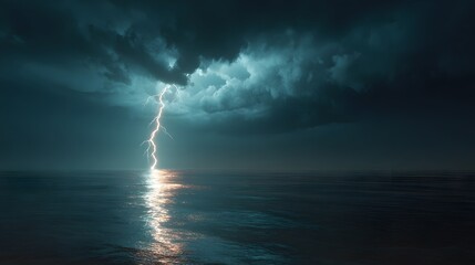 Lightning strike over ocean photography dark storm clouds weather nature photography landscape seascape art