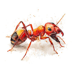A watercolor painting of Ant, vector illustration on white background.