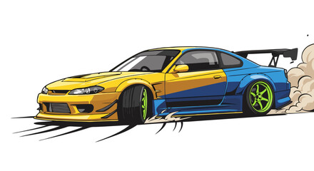 Pixelated Racing Sports Vehicle Illustration
