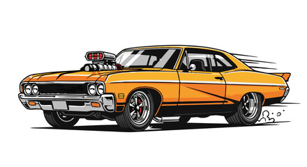 Naklejka premium Pixelated Retro Sports Car Illustration