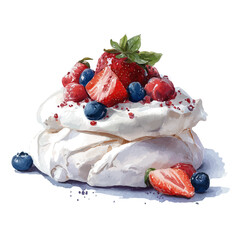 A watercolor painting of Pavlova, vector illustration on white background.