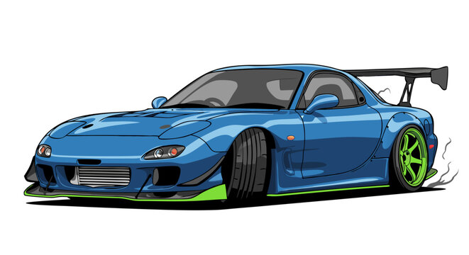 Pixelated Sports Car Illustration With Green Accents