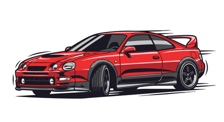 Naklejka premium Pixelated Sporty Coupe Illustration