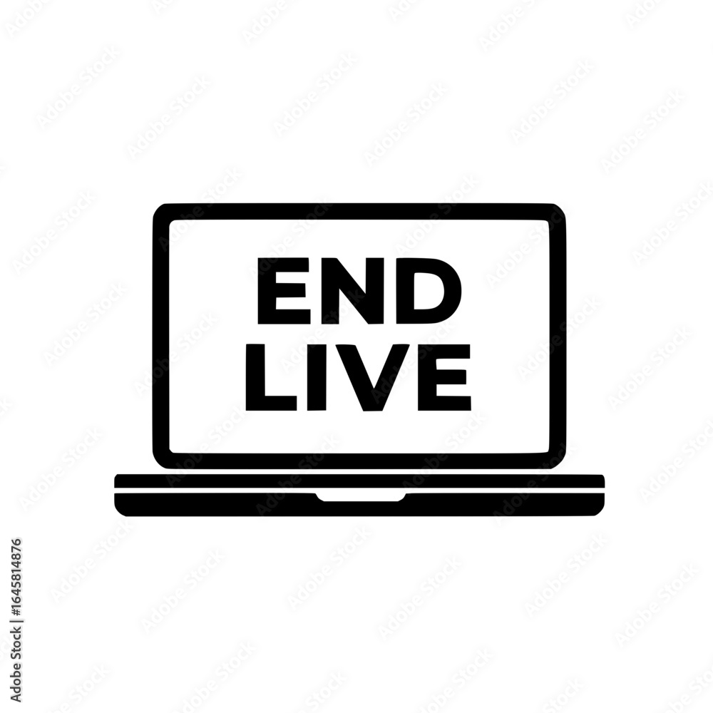 Poster flat design laptop icon with end live text ideal for online streaming and digital media concepts