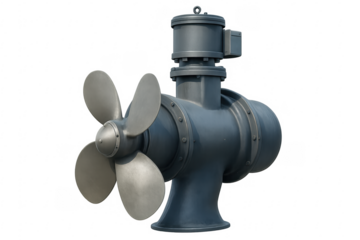 Ship propeller with transparent background rotating and generating thrust