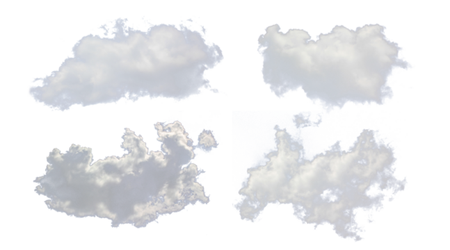 Set of cloud flying on transparent - Powered by Adobe