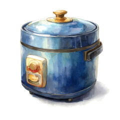 Rice Cooker in watercolor style, vector illustration, isolated on white background.