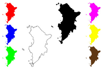 Shimonoseki city (Japan, Nihon-koku or Nippon-koku, Chugoku region) map vector illustration, scribble sketch Shimonoseki-shi map