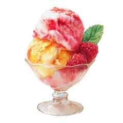 Sorbet, watercolor painting, vector illustration, isolated on a white background.