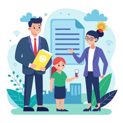 A man in a suit holding a clipboard with a smile on his face. Concept of professionalism and confidence