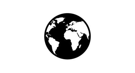Fototapeta premium Black and White Globe Icon Illustrating Global Connectivity