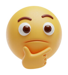 Fototapeta premium Thought-provoking emoji expression creative simplistic front emotional concept. Cut out png