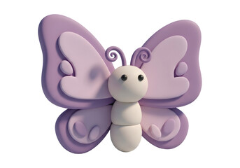 Obraz premium Lilac Butterfly Illustration with Round Body and Delicate Wings on a Transparent Background