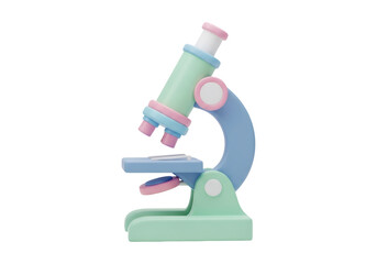 Pastel Colored Microscope Isolated on Transparent Background a Modern 3D Render for Scientific Research and Medical Equipment