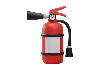 Naklejka premium Red Fire Extinguisher with Black Nozzle and Handle Isolated on Transparent Background Offering Fire Safety and Emergency Protection