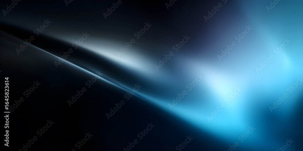 Wall mural a dark background with soft blurred blue light as the main element.