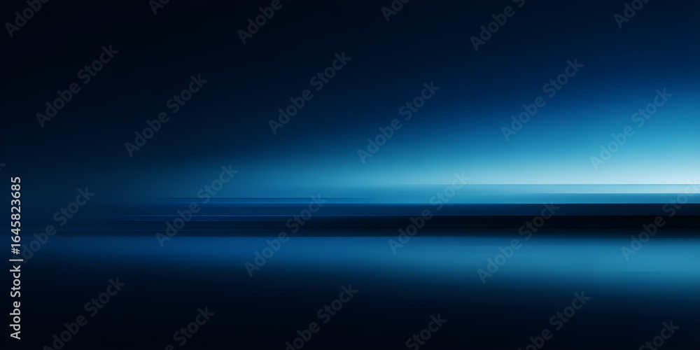 Poster the dark blue background has a soft blue light that flows horizontally from the right side.