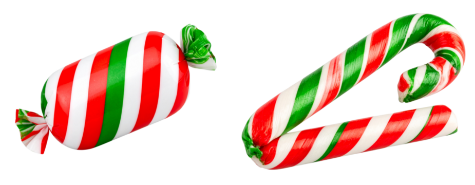 Set Of Striped Festive Candy Wrapper with Curled Ends, Transparent PNG