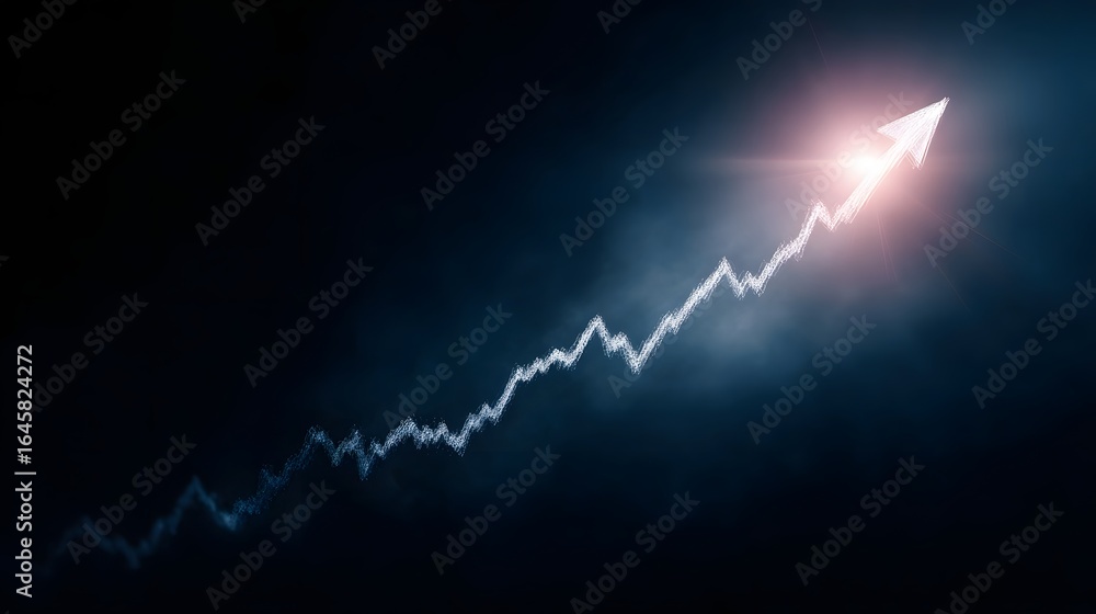 Poster upward trend in data visualization with sharp focus and high